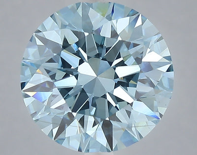 4.38 carat fancy vivid blue round lab grown diamond VS2 clarity