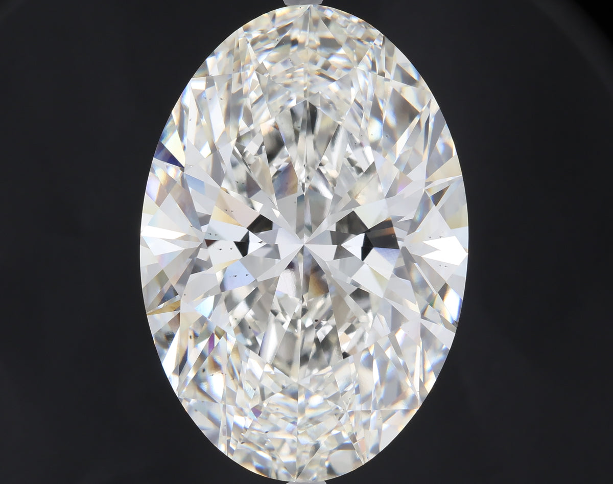 34.52 carat oval lab grown diamond H color VS2 clarity