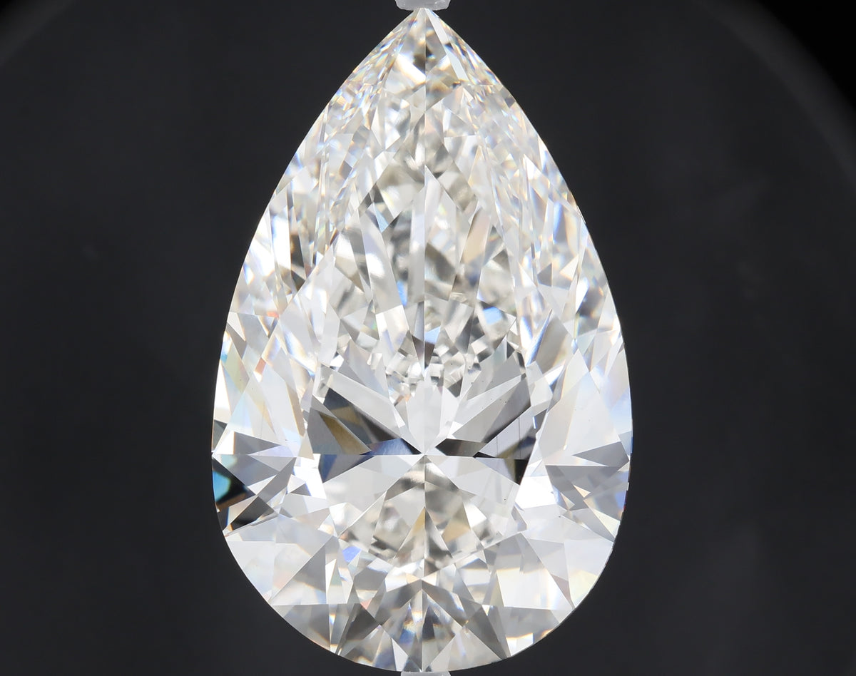 31.67 carat pear lab grown diamond G color VS1 clarity