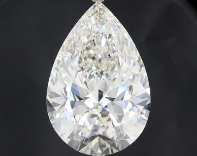 30.58 carat pear lab grown diamond G color SI1 clarity