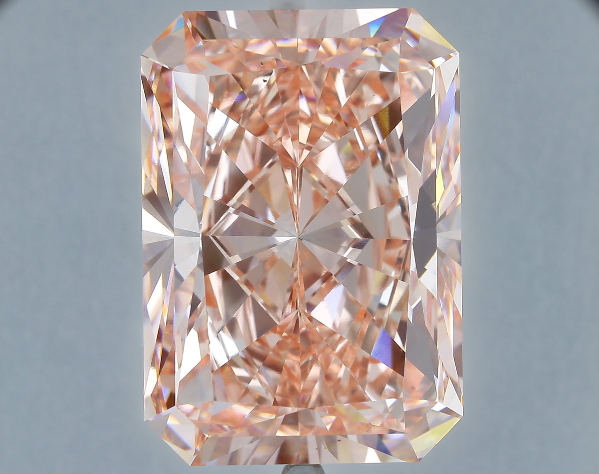 39.79 carat fancy vivid pink radiant lab grown diamond VS1 clarity
