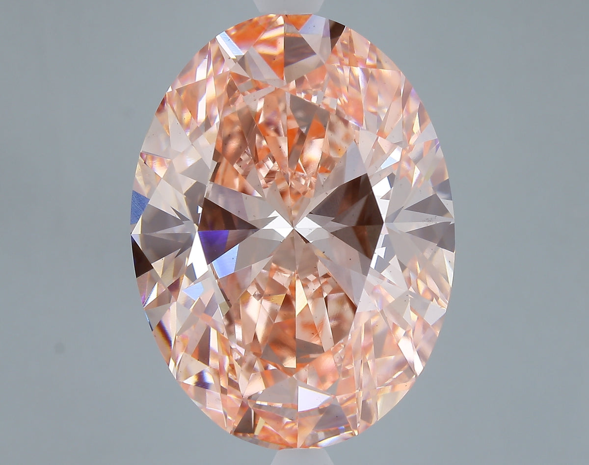 14.77 carat fancy vivid pink oval lab grown diamond VS2 clarity