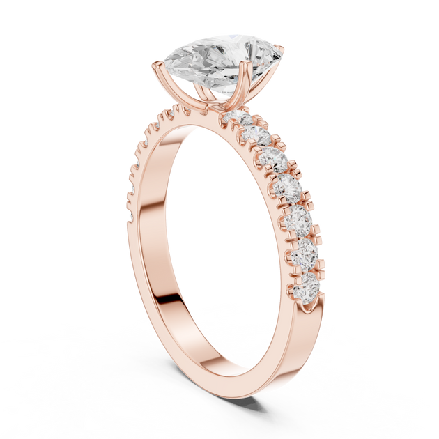 IGI Certified Pear Cut Diamond Ring, Lab Grown Diamond Engagement Ring