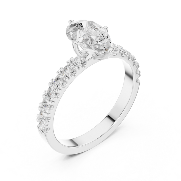 IGI Certified Pear Cut Diamond Ring, Lab Grown Diamond Engagement Ring