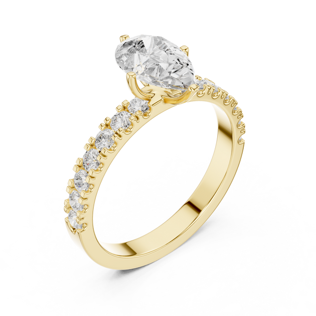 IGI Certified Pear Cut Diamond Ring, Lab Grown Diamond Engagement Ring