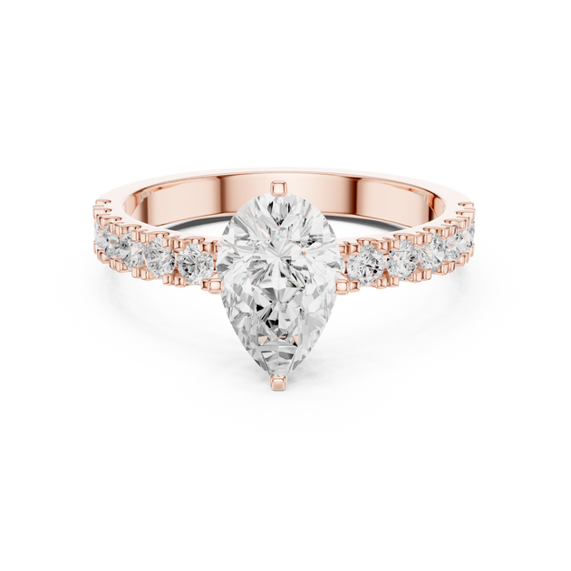 IGI Certified Pear Cut Diamond Ring, Lab Grown Diamond Engagement Ring