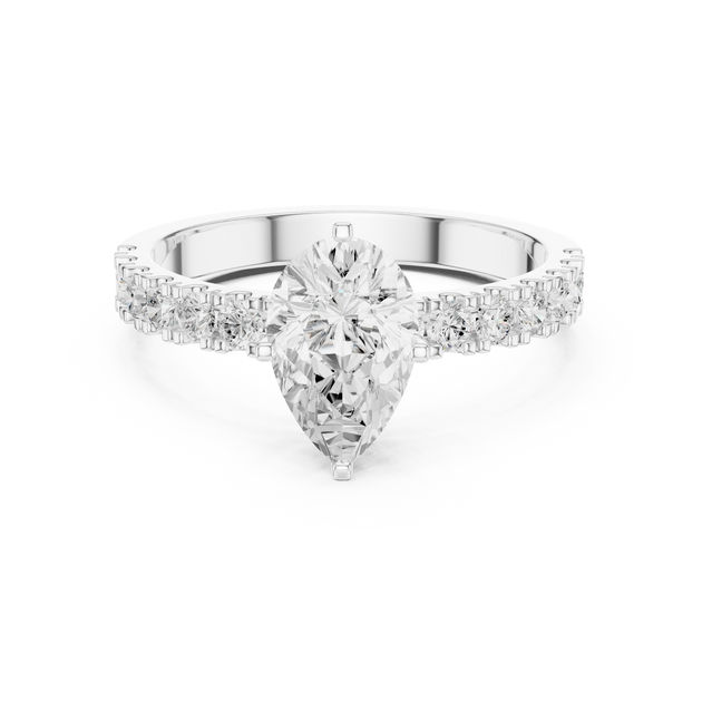 IGI Certified Pear Cut Diamond Ring, Lab Grown Diamond Engagement Ring