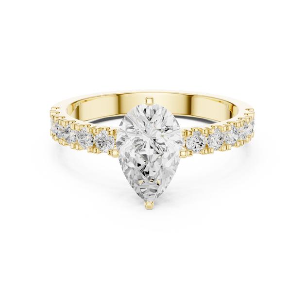IGI Certified Pear Cut Diamond Ring, Lab Grown Diamond Engagement Ring