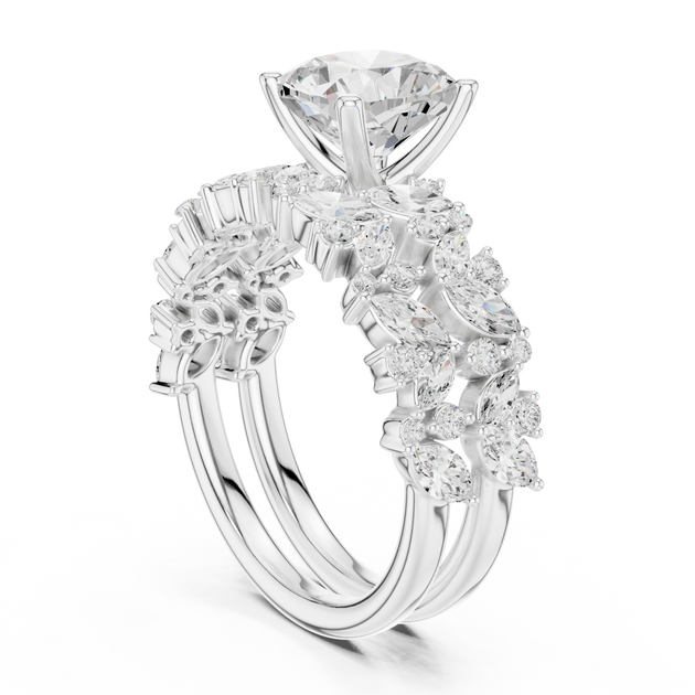 Cushion Cut Diamond Cluster Engagement Ring in Rose Gold