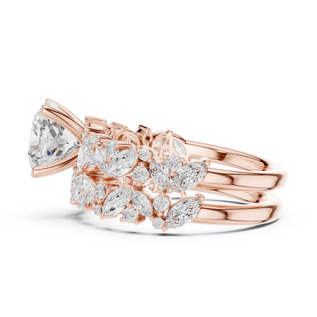 Cushion Cut Diamond Cluster Engagement Ring in Rose Gold