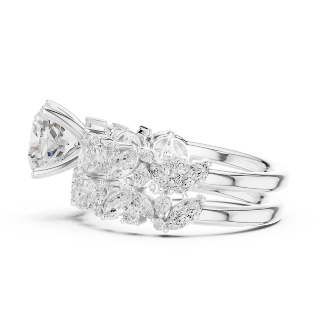 Cushion Cut Diamond Cluster Engagement Ring in Rose Gold