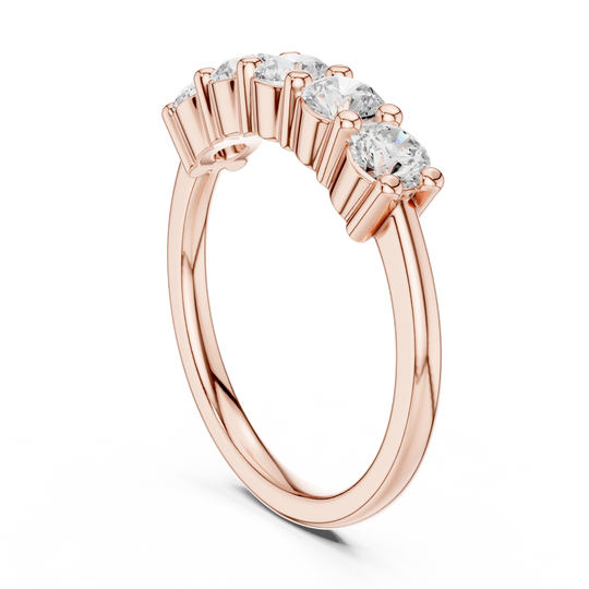 Driona Jewels Five Stone Half Eternity Moissanite Lab Diamond Gold Band
