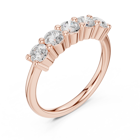 Driona Jewels Five Stone Half Eternity Moissanite Lab Diamond Gold Band