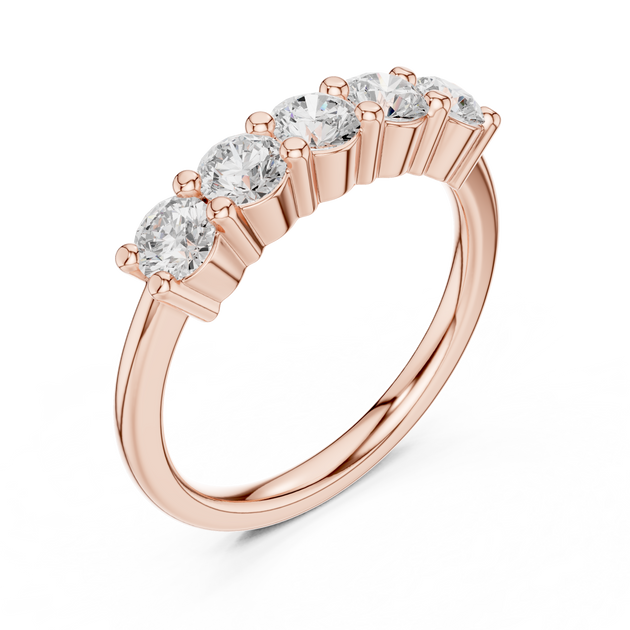 Driona Jewels Five Stone Half Eternity Moissanite Lab Diamond Gold Band