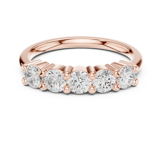 Driona Jewels Five Stone Half Eternity Moissanite Lab Diamond Gold Band