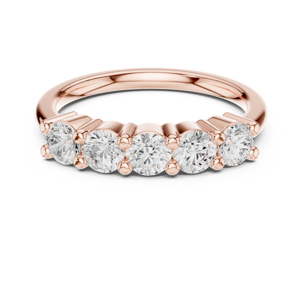 Driona Jewels Five Stone Half Eternity Moissanite Lab Diamond Gold Band