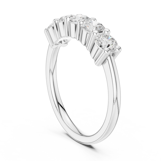 Driona Jewels Five Stone Half Eternity Moissanite Lab Diamond Gold Band