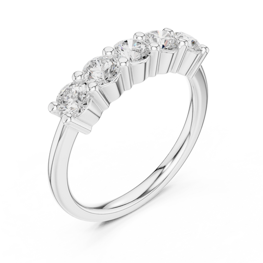 Driona Jewels Five Stone Half Eternity Moissanite Lab Diamond Gold Band