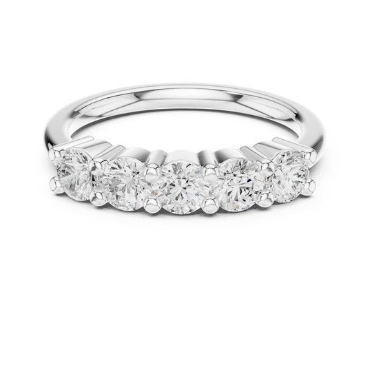 Driona Jewels Five Stone Half Eternity Moissanite Lab Diamond Gold Band