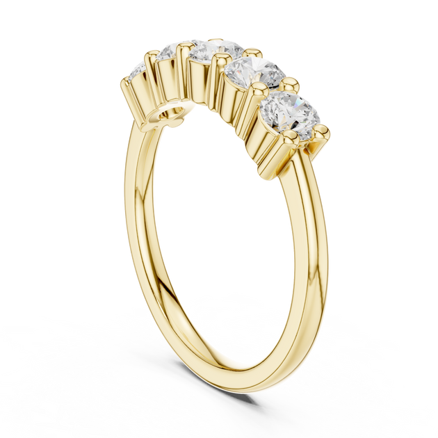 Driona Jewels Five Stone Half Eternity Moissanite Lab Diamond Gold Band