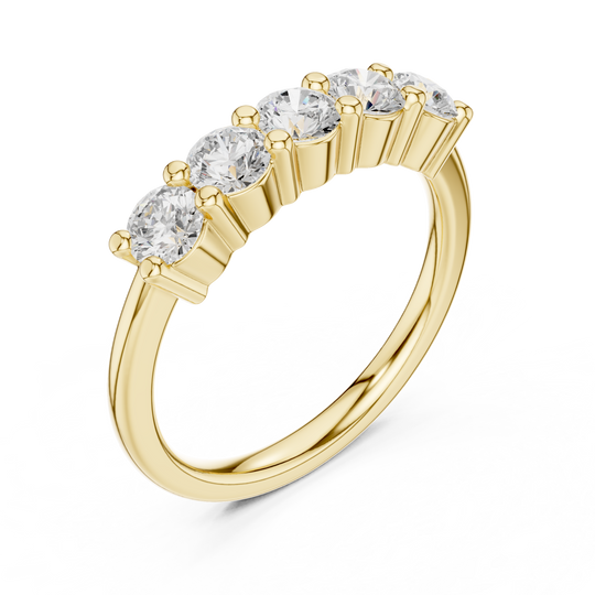 Driona Jewels Five Stone Half Eternity Moissanite Lab Diamond Gold Band