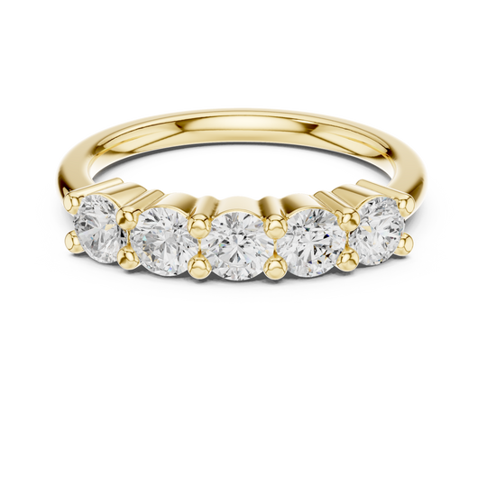 Driona Jewels Five Stone Half Eternity Moissanite Lab Diamond Gold Band