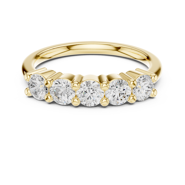 Driona Jewels Five Stone Half Eternity Moissanite Lab Diamond Gold Band