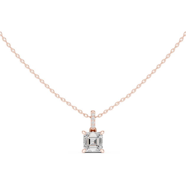 ASSCHER Cut Lab Diamond Solitaire Pendants, Personalized Pendants
