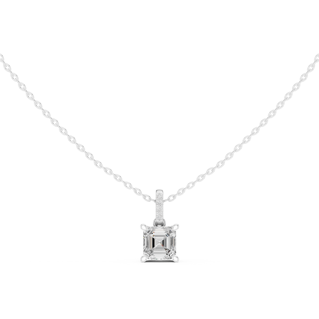 ASSCHER Cut Lab Diamond Solitaire Pendants, Personalized Pendants