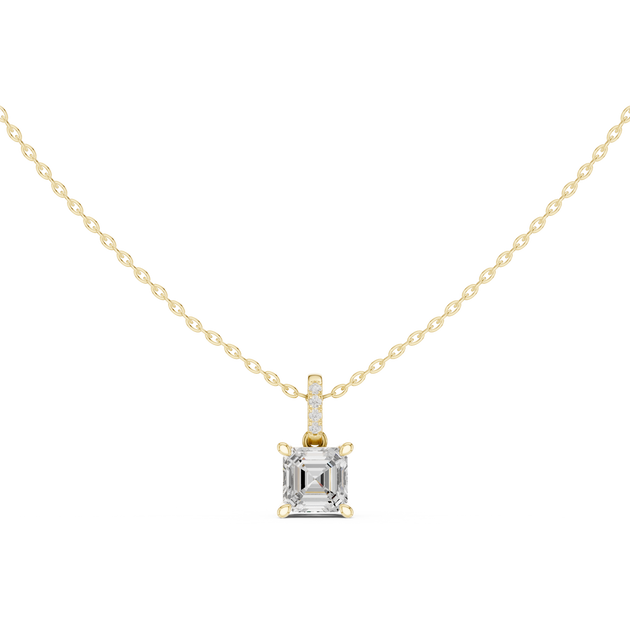 ASSCHER Cut Lab Diamond Solitaire Pendants, Personalized Pendants
