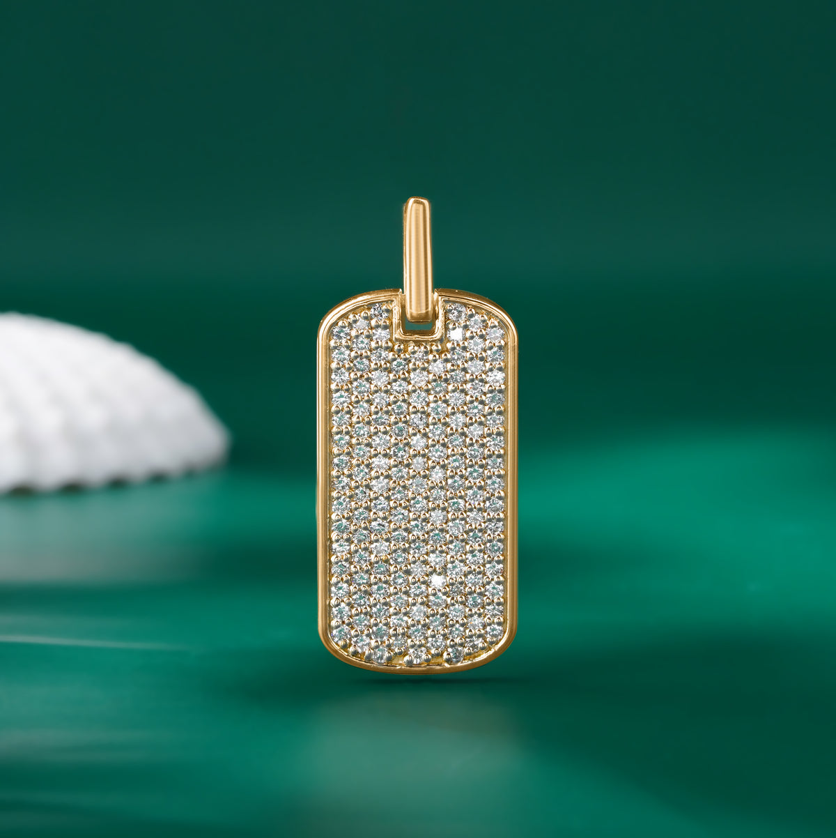 Pavé Lab Grown Diamond Dog Tag Pendant with Plain Bezel