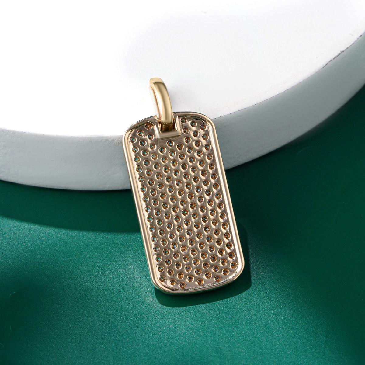 Pavé Lab Grown Diamond Dog Tag Pendant with Plain Bezel