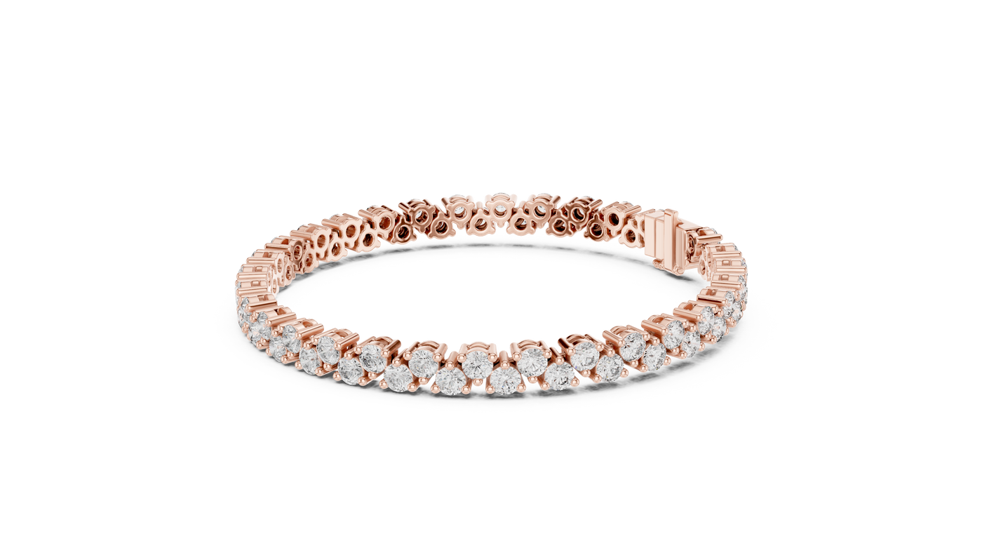 Round Lab Grown Diamond Tennis Bracelet with Scalloped Links