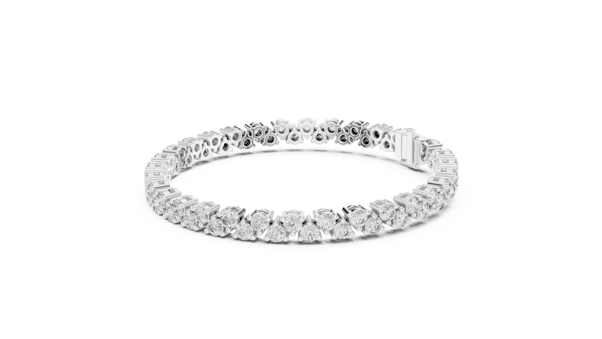 Round Lab Grown Diamond Tennis Bracelet with Scalloped Links