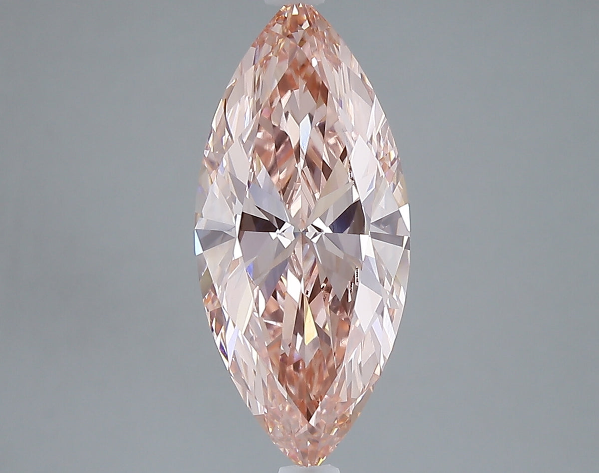 2.89 carat fancy vivid pink marquise lab grown diamond VVS2 clarity