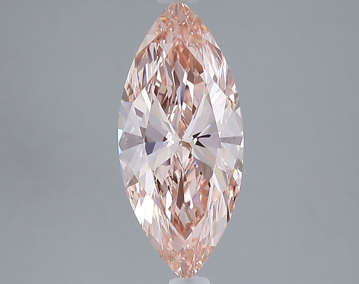 2.07 carat fancy vivid pink marquise lab grown diamond VVS2 clarity