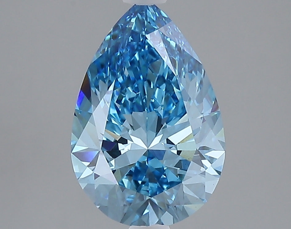 2.08 carat fancy vivid blue pear lab grown diamond VVS2 clarity