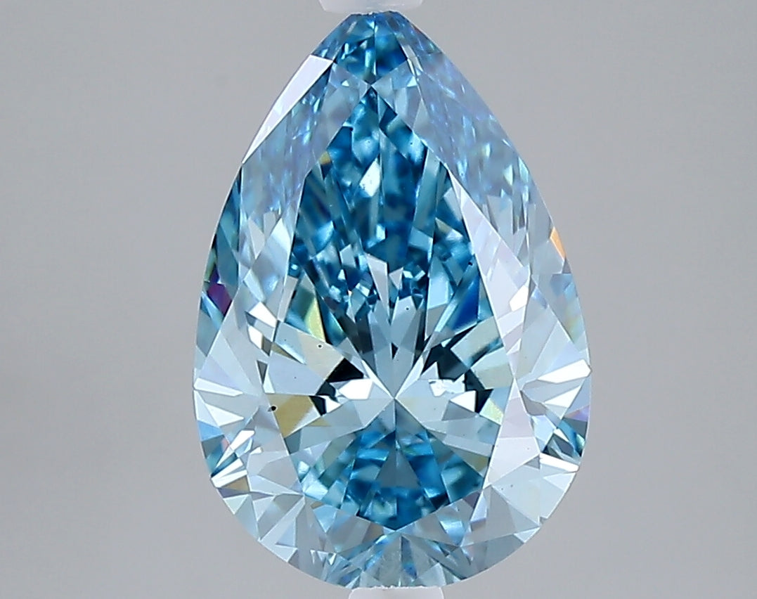3.00 carat fancy vivid blue pear lab grown diamond VS2 clarity