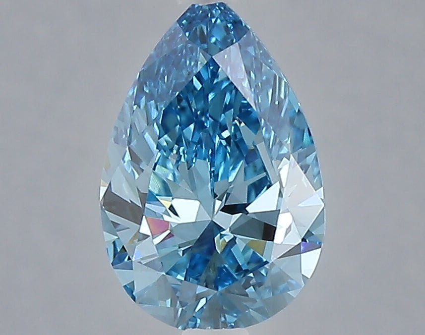 1.54 carat fancy vivid blue pear lab grown diamond VVS2 clarity