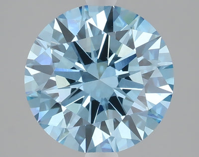 3.06 carat fancy vivid blue round lab grown diamond VS1 clarity