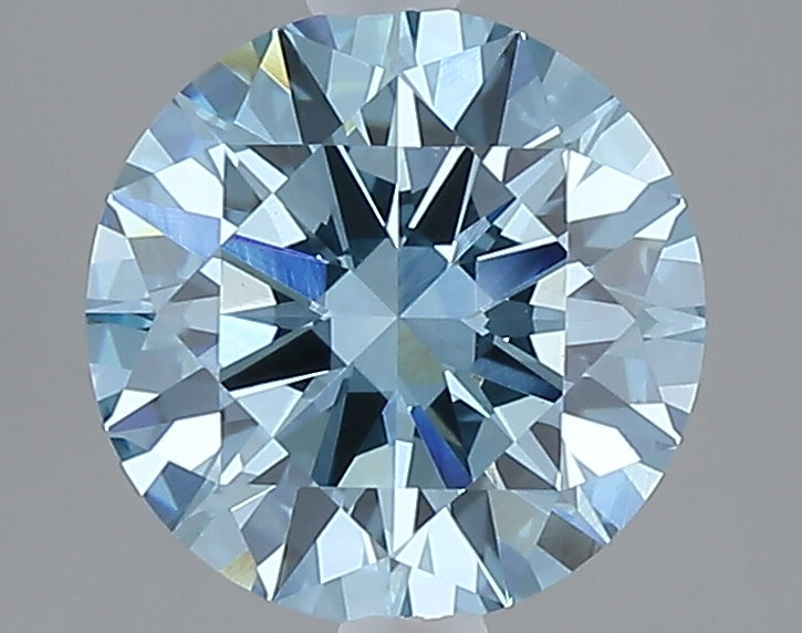 2.01 carat fancy vivid blue round lab grown diamond VVS2 clarity