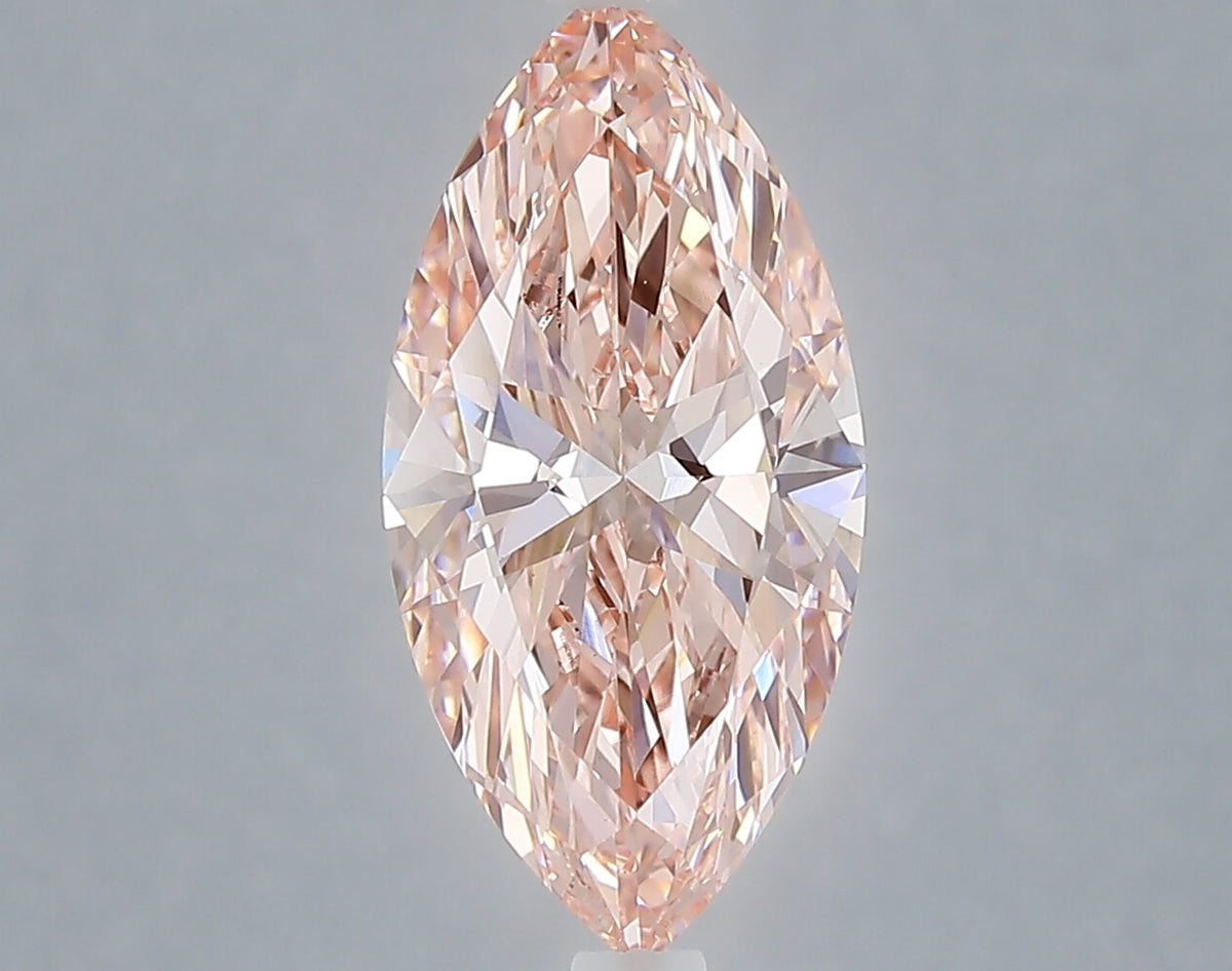 2.60 carat fancy vivid pink marquise lab grown diamond VVS2 clarity
