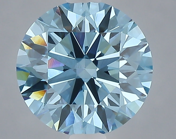 1.55 carat fancy vivid blue round lab grown diamond VVS2 clarity