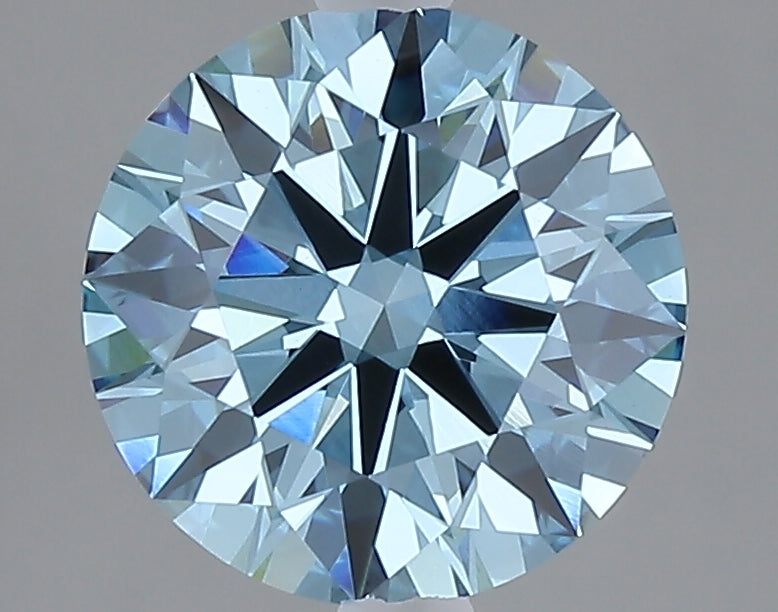 2.51 carat fancy vivid blue round lab grown diamond VVS2 clarity