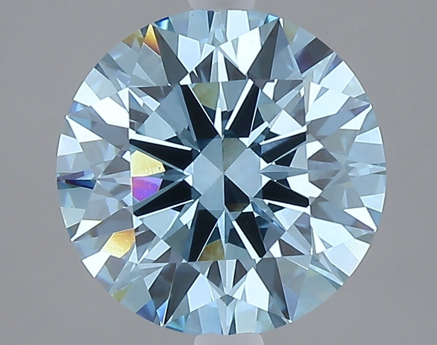 3.04 carat fancy vivid blue round lab grown diamond VS1 clarity