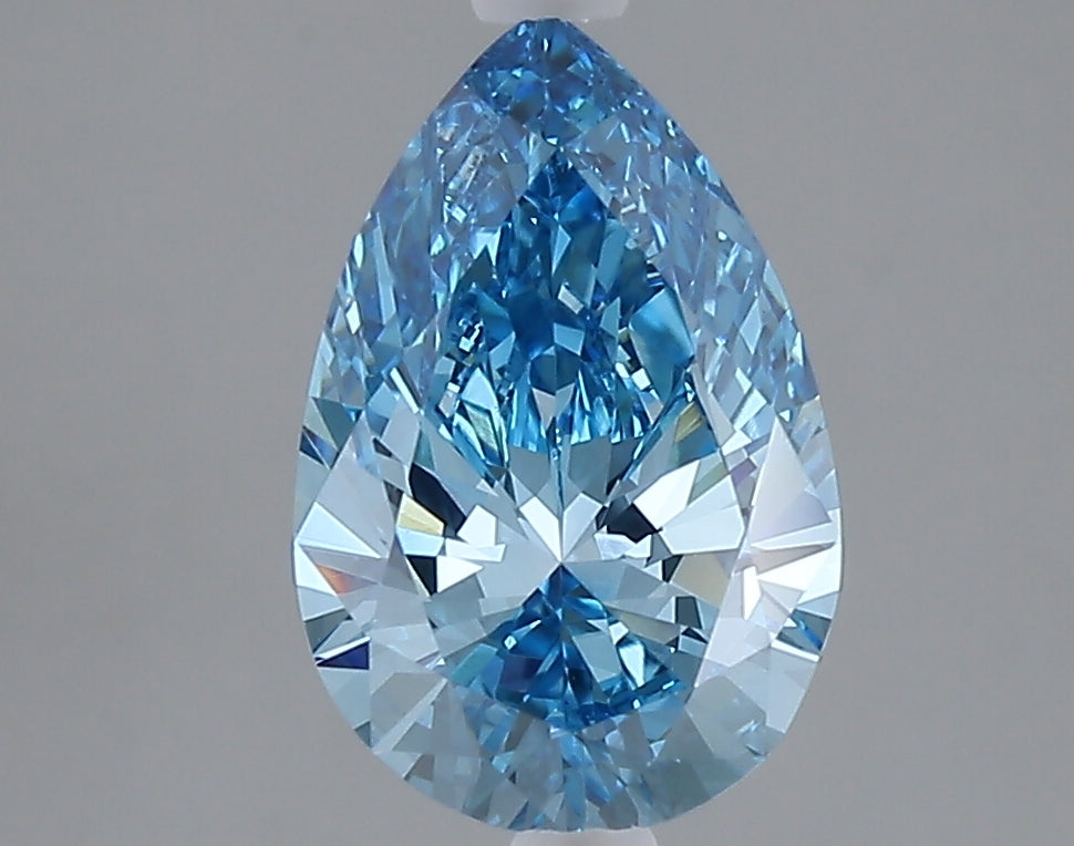 1.96 carat fancy vivid blue pear lab grown diamond VVS2 clarity