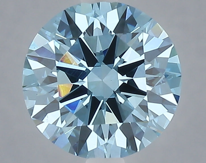 2.03 carat fancy vivid blue round lab grown diamond VS1 clarity