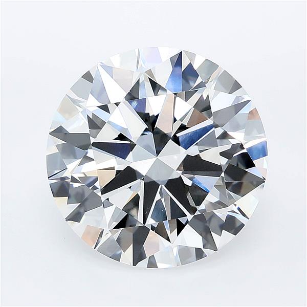 Top-down view of a round cut IGI certified lab grown diamond with brilliant facets.