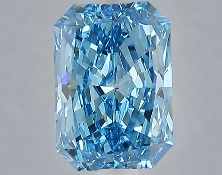 1.53 carat fancy vivid blue radiant lab grown diamond VVS2 clarity