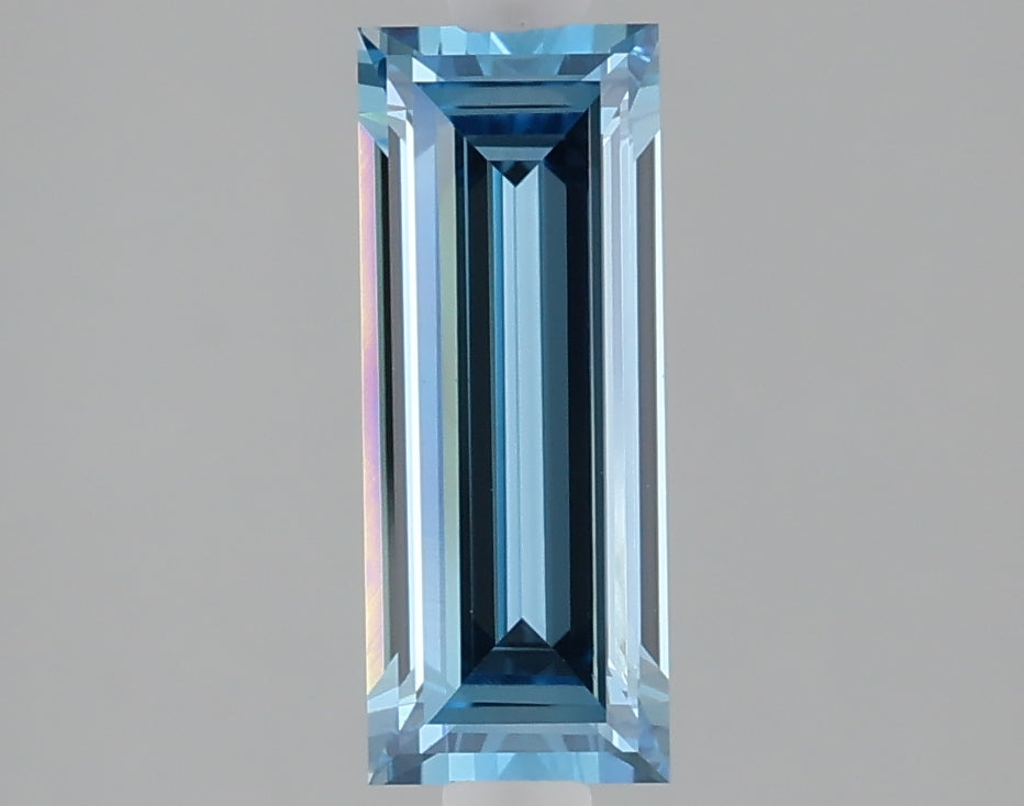 1.03 carat fancy intense blue baguette lab grown diamond VVS2 clarity